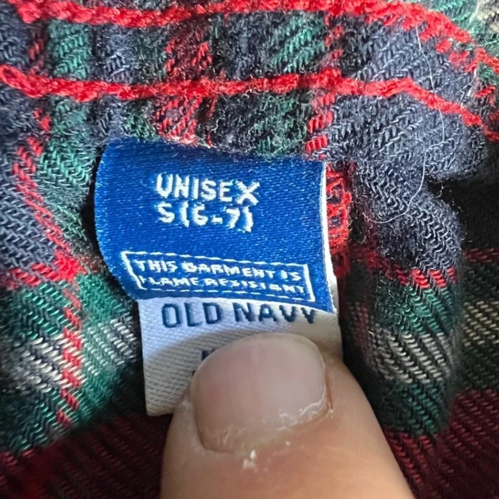 Old Navy Pajama Pants Kids Size S 6-7 Red Plaid Flannel Sleepwear Unisex